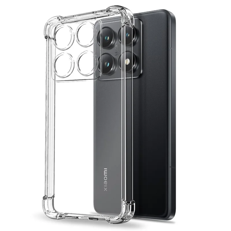 NORTHJO For Xiaomi 14T Pro Case Four Corner Shockproof TPU Clear Phone Cover with Tempered Glass