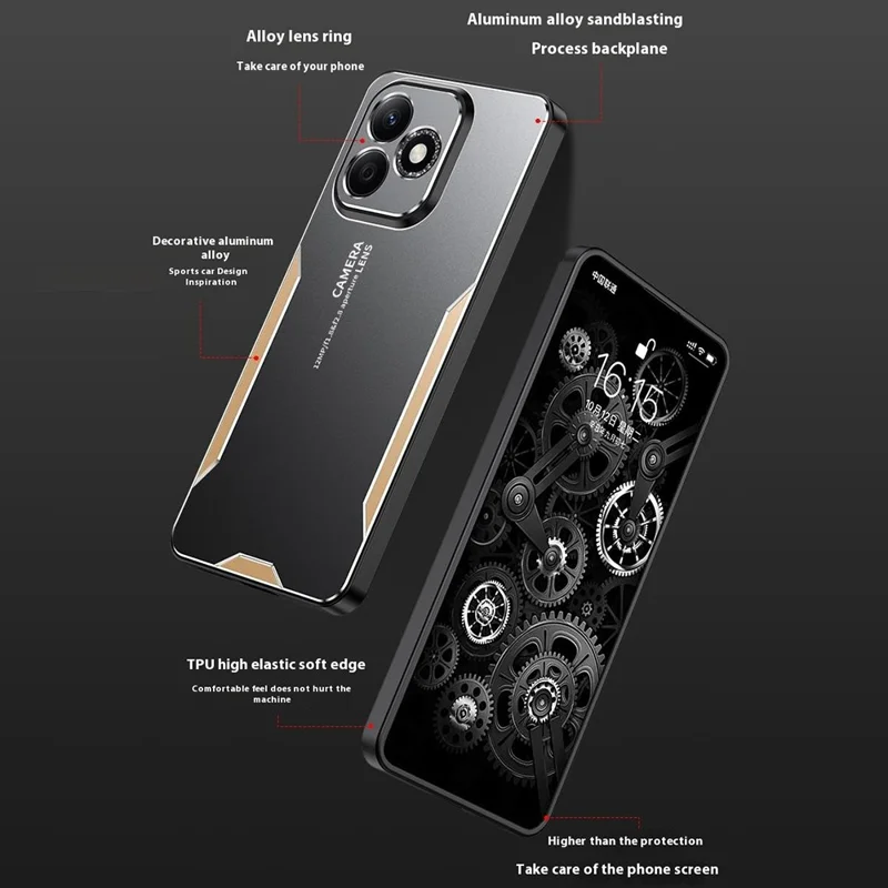 For Honor 400 Lite Handyhülle aus Aluminium-Legierung TPU PC Rückseite - Gold