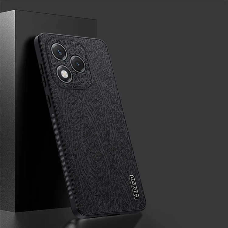 Cover per Honor 400 Lite in Similpelle con Texture Legno - Nero
