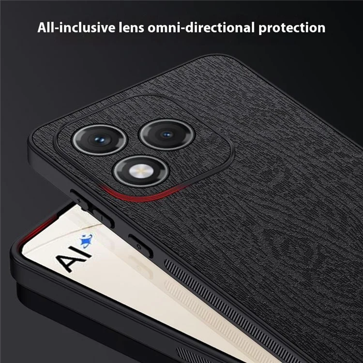 Cover per Honor 400 Lite in Similpelle con Texture Legno - Nero