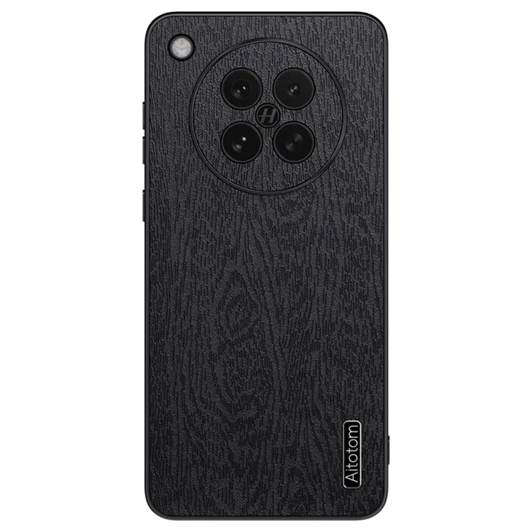 Capa para Oppo Find X8s 5G com Textura de Madeira, Couro PU Revestido em PC TPU - Preto
