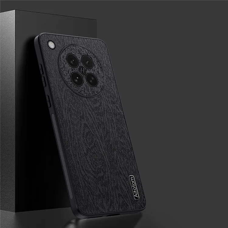 Capa para Oppo Find X8s 5G com Textura de Madeira, Couro PU Revestido em PC TPU - Preto