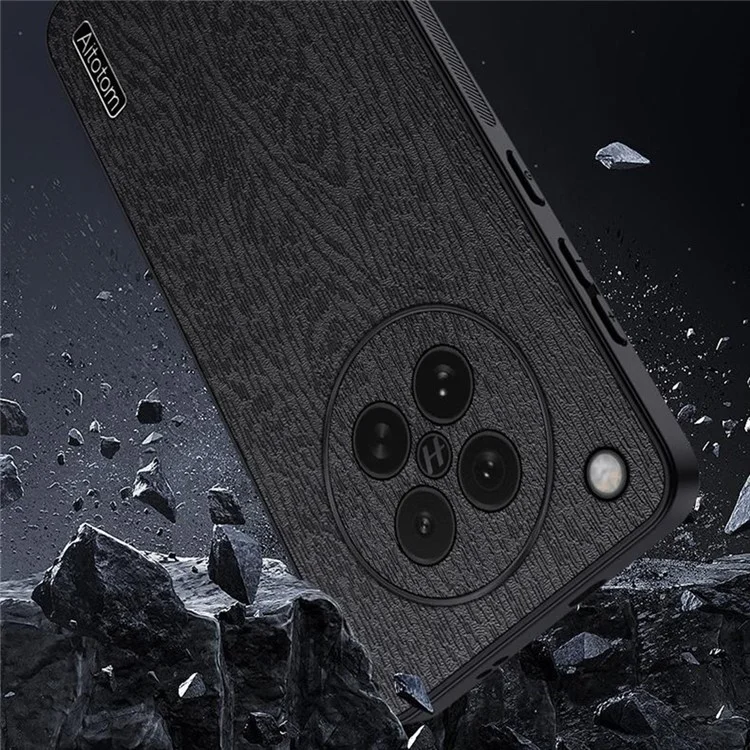 Capa para Oppo Find X8s 5G com Textura de Madeira, Couro PU Revestido em PC TPU - Preto