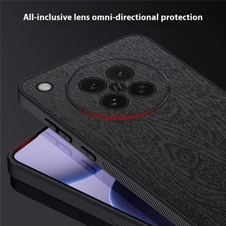 Capa para Oppo Find X8s 5G com Textura de Madeira, Couro PU Revestido em PC TPU - Preto