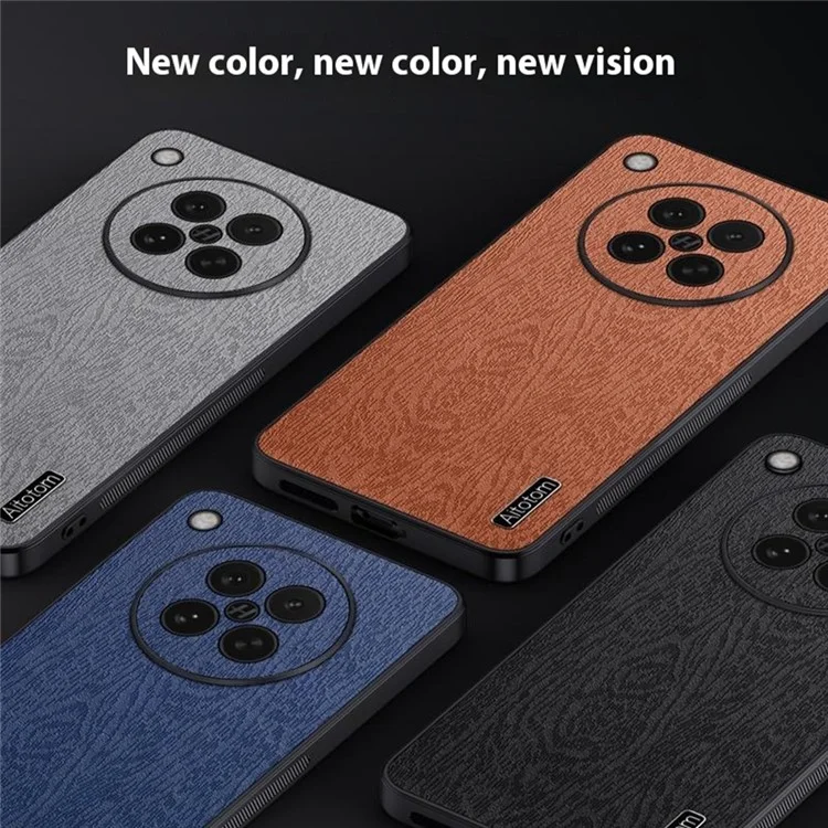 Capa para Oppo Find X8s 5G com Textura de Madeira, Couro PU Revestido em PC TPU - Preto