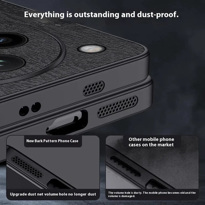 For Oppo Find X8s+ 5G Case Wood Texture PU Leather Coated PC TPU Phone Cover - Black