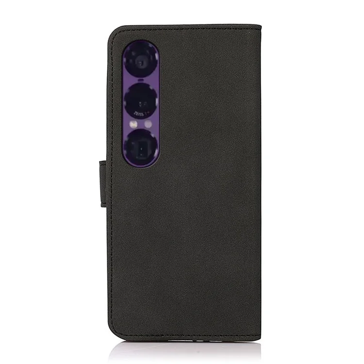 KHAZNEH Étui portefeuille en cuir PU avec support pour Sony Xperia 1 VII - Noir
