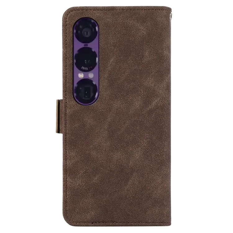 ABEEL для Sony Xperia 1 VII Чехол из искусственной кожи с подставкой и защитой RFID - Коричневый