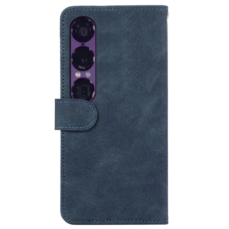 Чехол ABEEL для Sony Xperia 1 VII с цветными вставками из кожи, с флип-крышкой и защитой от RFID - Синий