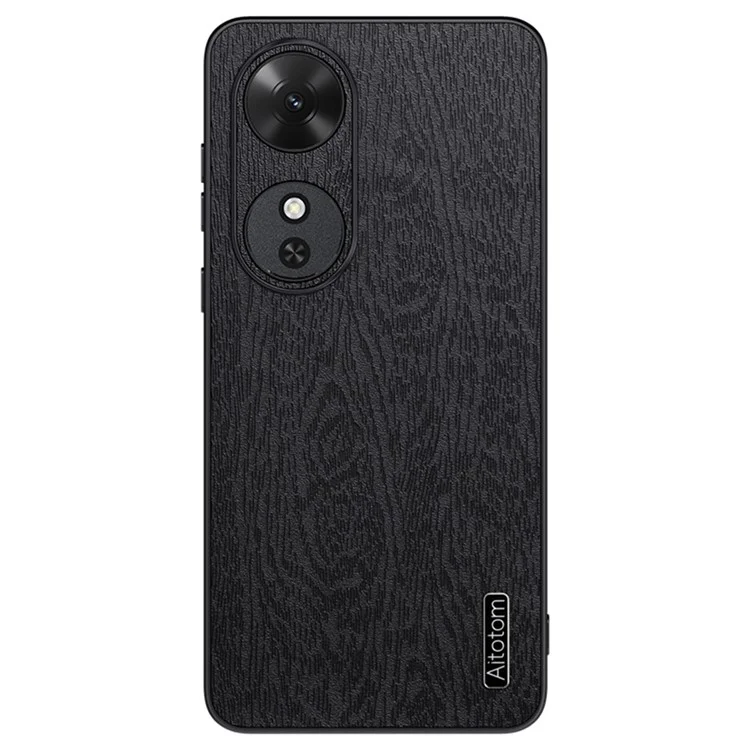 Funda para Honor Play 60 5G con Textura de Madera, Cuero Sintético y Carcasa de PC y TPU - Negro