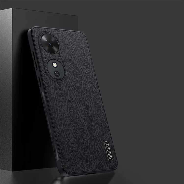 Funda para Honor Play 60 5G con Textura de Madera, Cuero Sintético y Carcasa de PC y TPU - Negro