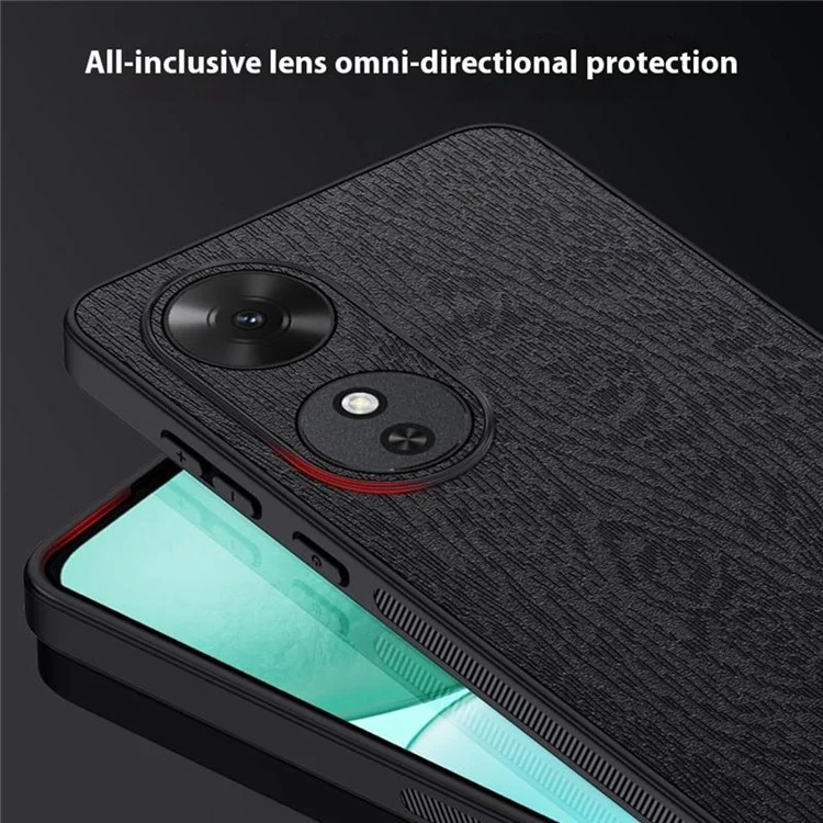 Funda para Honor Play 60 5G con Textura de Madera, Cuero Sintético y Carcasa de PC y TPU - Negro