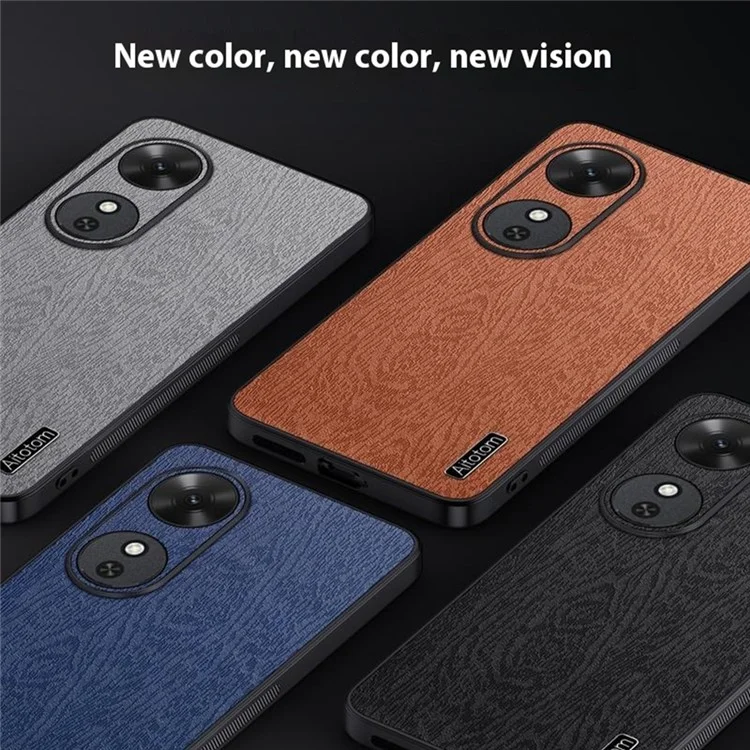 Funda para Honor Play 60 5G con Textura de Madera, Cuero Sintético y Carcasa de PC y TPU - Negro