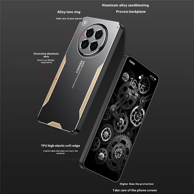 Capa para Oppo Find X8s 5G em Liga de Alumínio com TPU e PC - Dourada