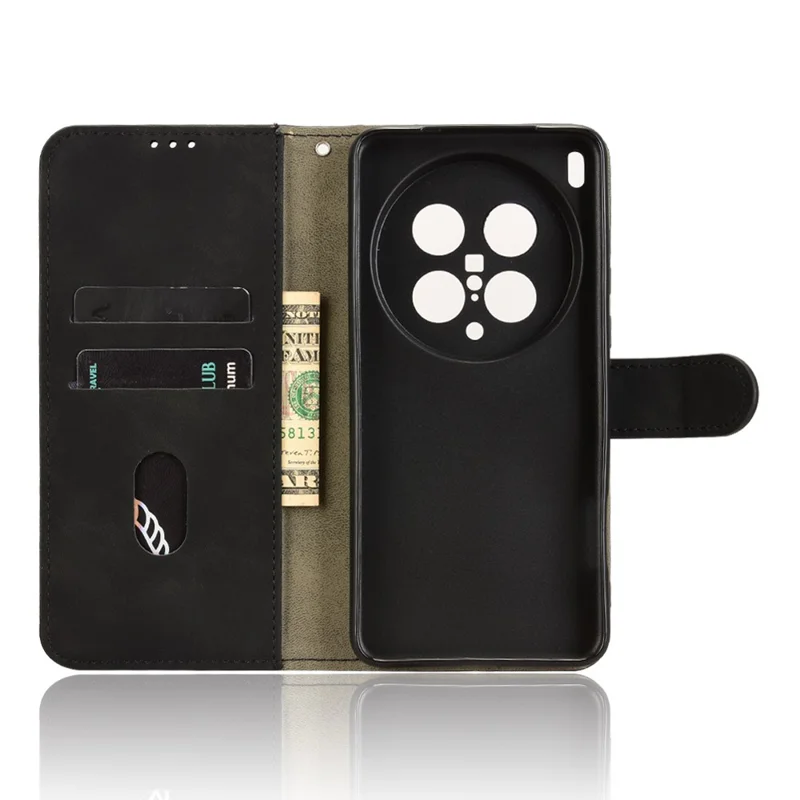 For vivo X200 Ultra 5G Leather Case Skin Feel Anti Drop Wallet Flip Phone Cover - Black