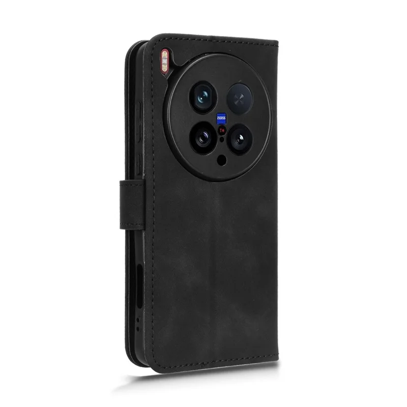 For vivo X200 Ultra 5G Leather Case Skin Feel Anti Drop Wallet Flip Phone Cover - Black