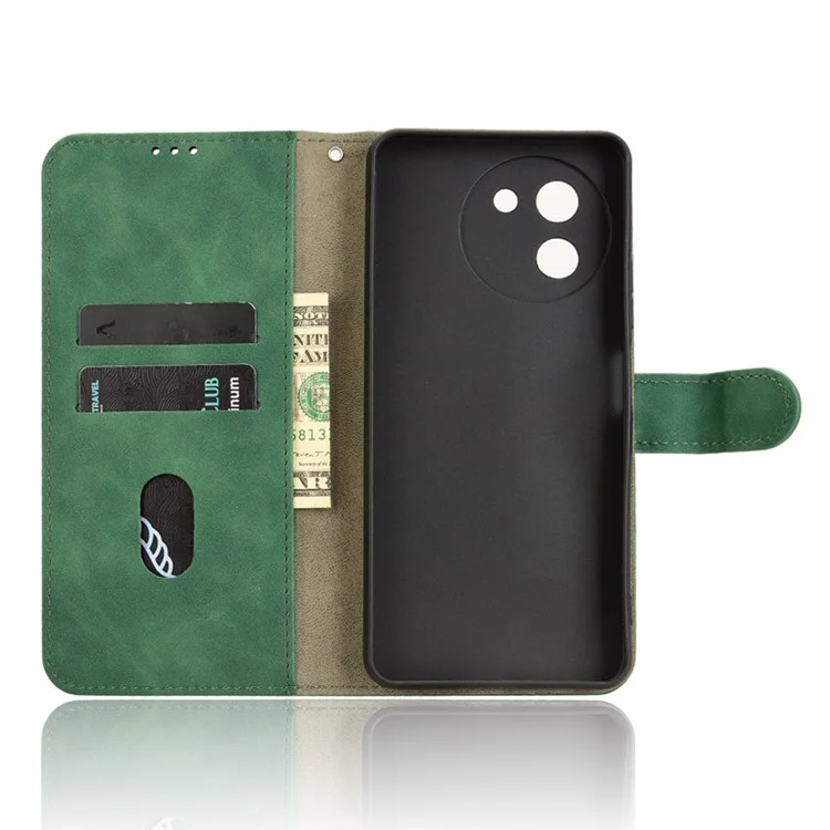 Pour Doogee Note 59 Pro / Note 59 Étui en cuir à sensation de peau, anti-chute, portefeuille à rabat - Vert