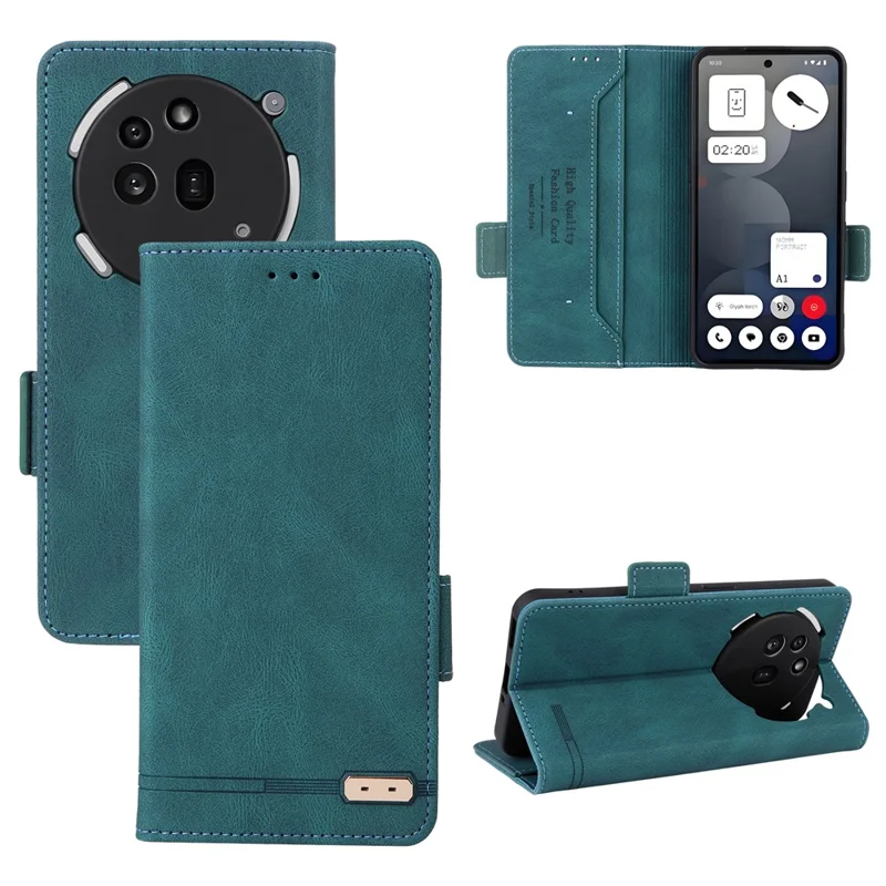 For Nothing Phone (3a) Pro Case Leather Wallet Flip Phone Cover with Hardware Decor - Blue
