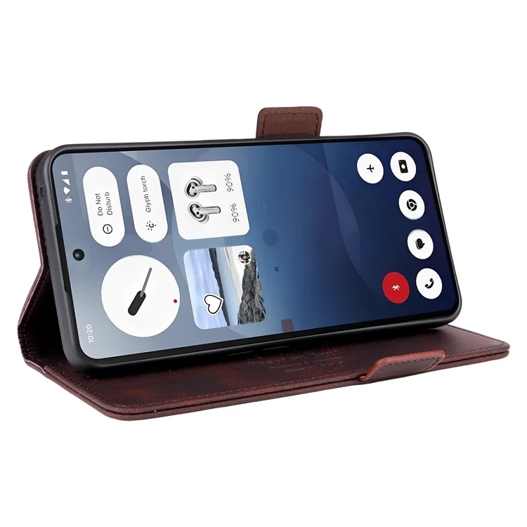 Cover a portafoglio in pelle per Nothing Phone (3a) con decorazioni metalliche - Caffè