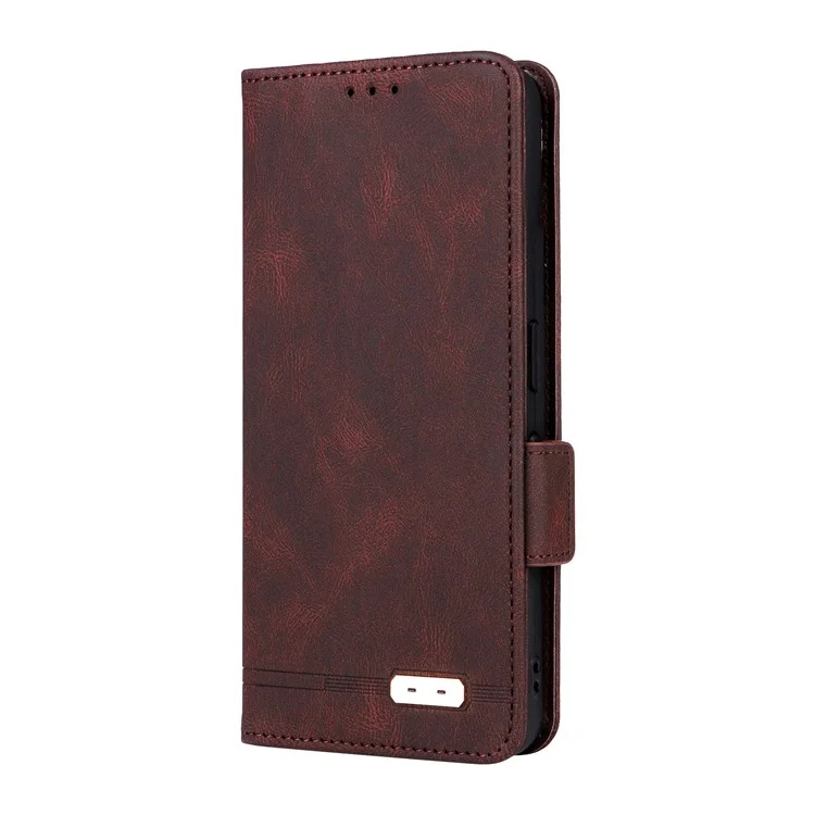 Cover a portafoglio in pelle per Nothing Phone (3a) con decorazioni metalliche - Caffè