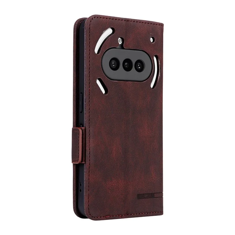 Cover a portafoglio in pelle per Nothing Phone (3a) con decorazioni metalliche - Caffè