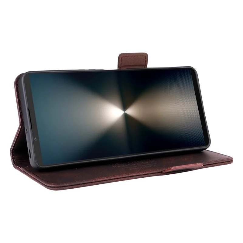 For Sony Xperia 1 VII Case Leather Wallet Flip Phone Cover with Hardware Decor - Coffee
