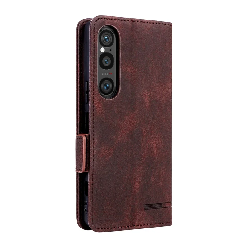 For Sony Xperia 1 VII Case Leather Wallet Flip Phone Cover with Hardware Decor - Coffee