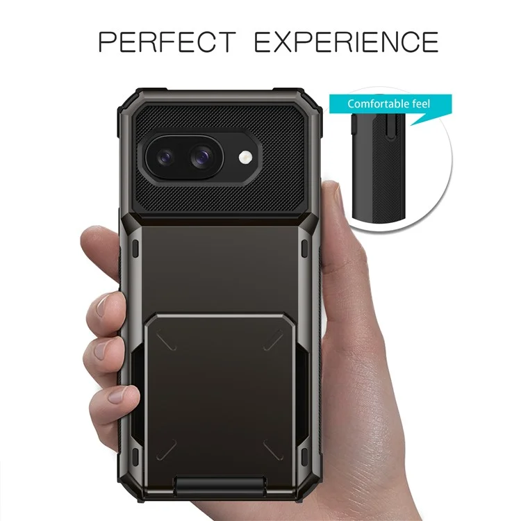 For Google Pixel 9a Case PC + TPU Dual Layer Back Phone Cover with Card Holder - Purple