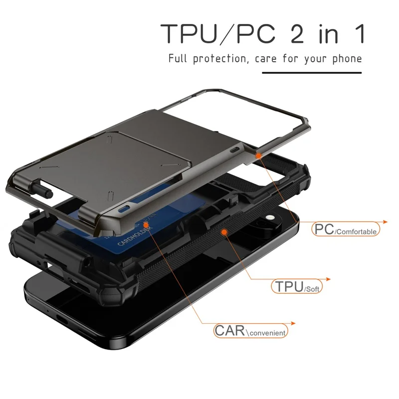For Google Pixel 9 Pro  /  Pixel 9 Case PC + TPU Dual Layer Back Phone Cover with Card Holder - Blue