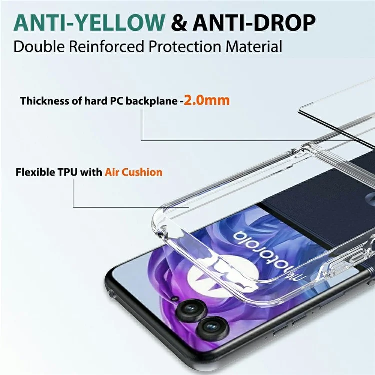 Capa para Motorola Razr 60 Ultra / Razr Ultra 2025, de TPU + acrílico transparente, design integrado