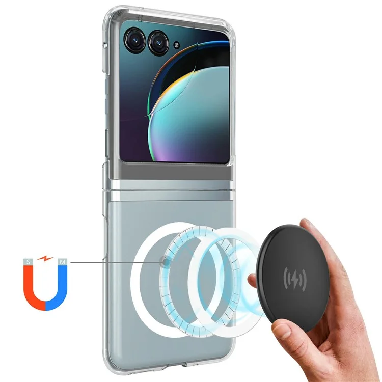 Для чехла Motorola Razr 2024 TPU + Акриловый магнитный чехол для телефона совместимый с MagSafe