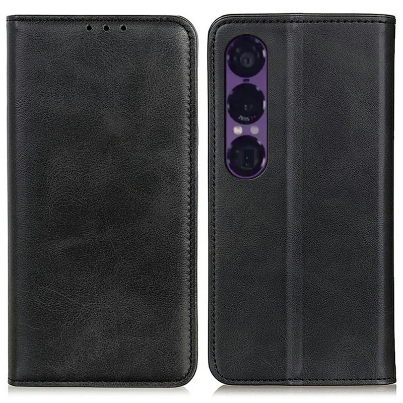 Capa de Couro Dividido para Sony Xperia 1 VII com Carteira Flip - Preto