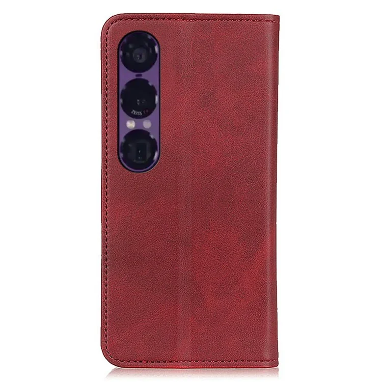 Cover a portafoglio in pelle divisa per Sony Xperia 1 VII - Rosso