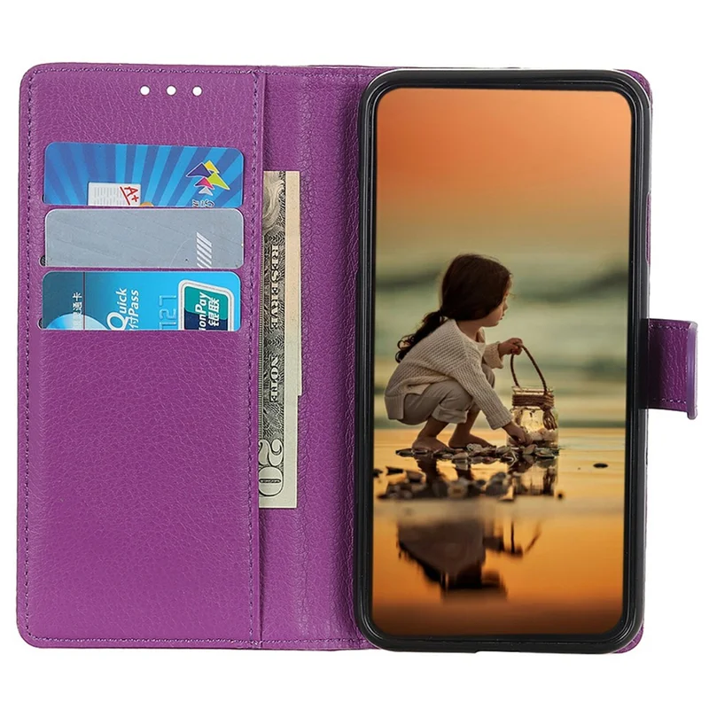 For Sony Xperia 1 VII Wallet Case PU Leather Phone Cover Litchi Texture - Purple