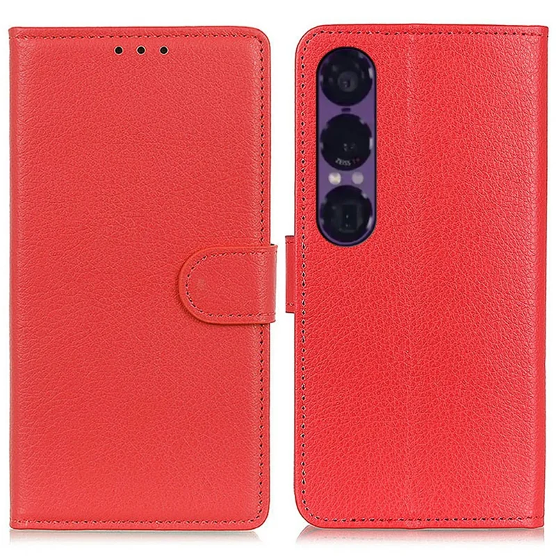 For Sony Xperia 1 VII Wallet Case PU Leather Phone Cover Litchi Texture - Red