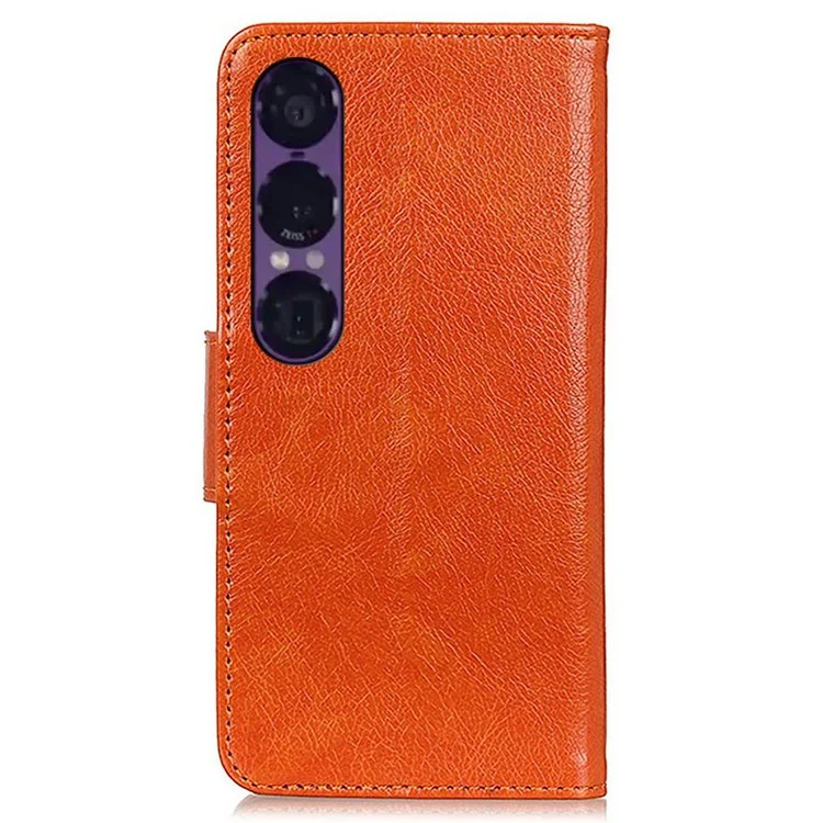 Für Sony Xperia 1 VII Hülle Nappaleder Textur Split Leder Brieftasche Handyhülle - Orange
