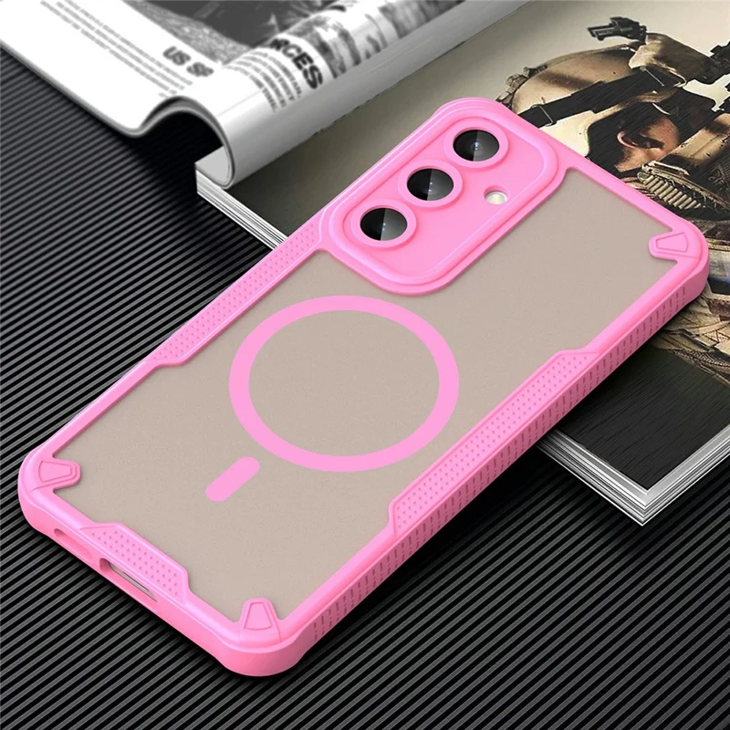 For Samsung Galaxy S24 FE Magnetic Case Compatible with MagSafe TPU + PC Phone Back Cover - Pink