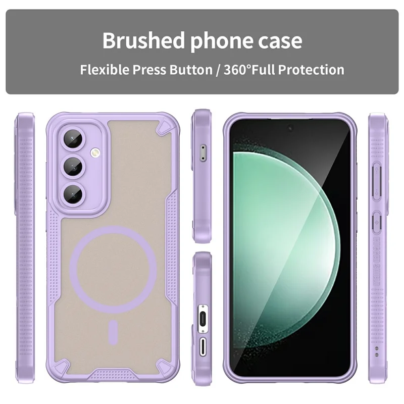 For Samsung Galaxy S24 FE Magnetic Case TPU + PC Phone Back Cover - Purple