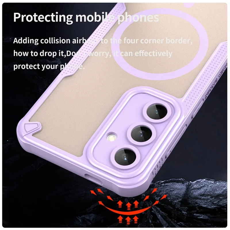 For Samsung Galaxy S24 FE Magnetic Case TPU + PC Phone Back Cover - Purple