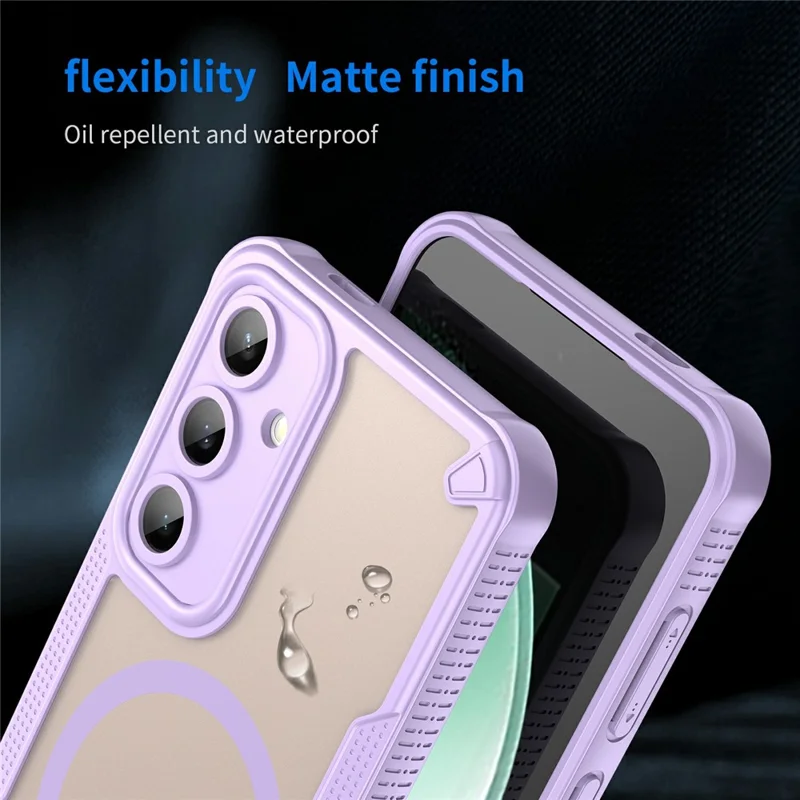 For Samsung Galaxy S24 FE Magnetic Case TPU + PC Phone Back Cover - Purple