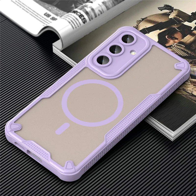 For Samsung Galaxy S24 FE Magnetic Case TPU + PC Phone Back Cover - Purple