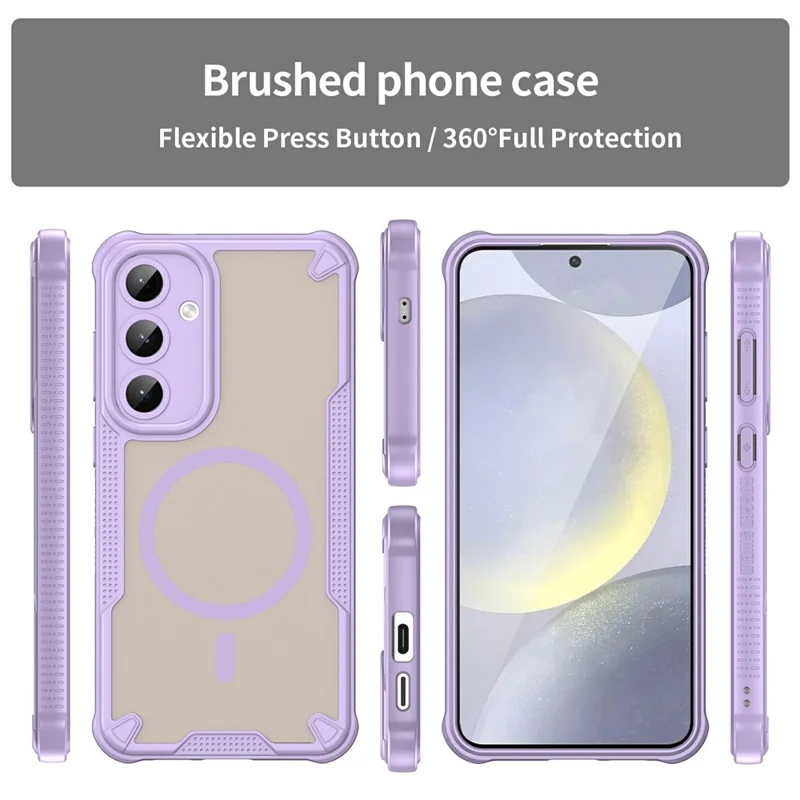 For Samsung Galaxy S25 Magnetic Case TPU + PC Phone Back Cover - Purple