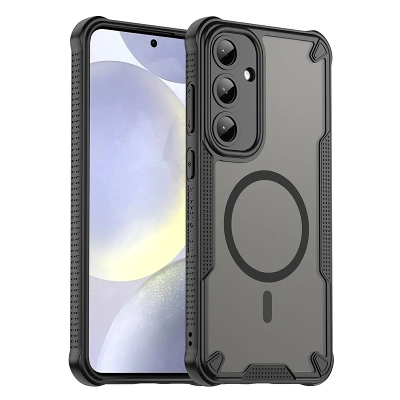 For Samsung Galaxy S25+ Magnetic Case TPU + PC Phone Back Cover - Black