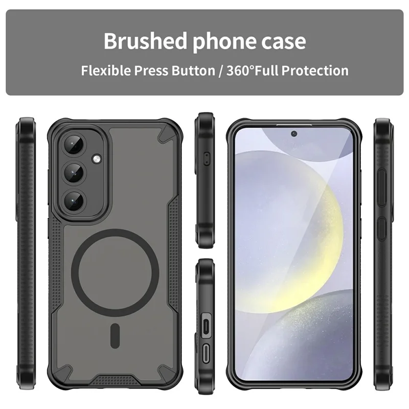 For Samsung Galaxy S25+ Magnetic Case TPU + PC Phone Back Cover - Black