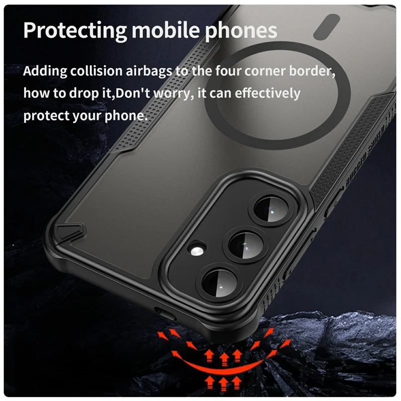 For Samsung Galaxy S25+ Magnetic Case TPU + PC Phone Back Cover - Black