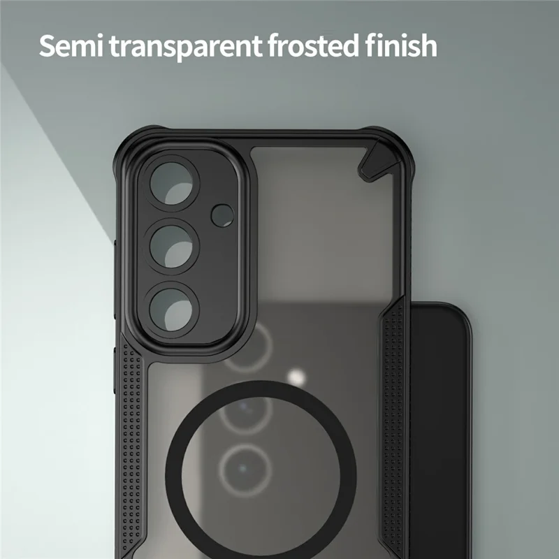 For Samsung Galaxy S25+ Magnetic Case TPU + PC Phone Back Cover - Black