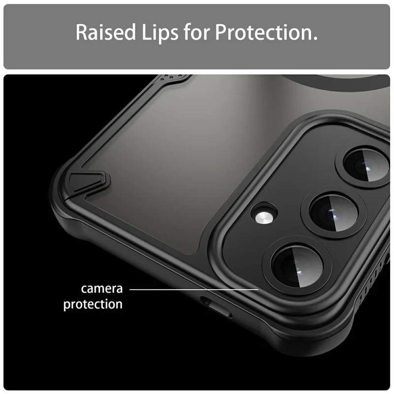For Samsung Galaxy S25+ Magnetic Case TPU + PC Phone Back Cover - Black