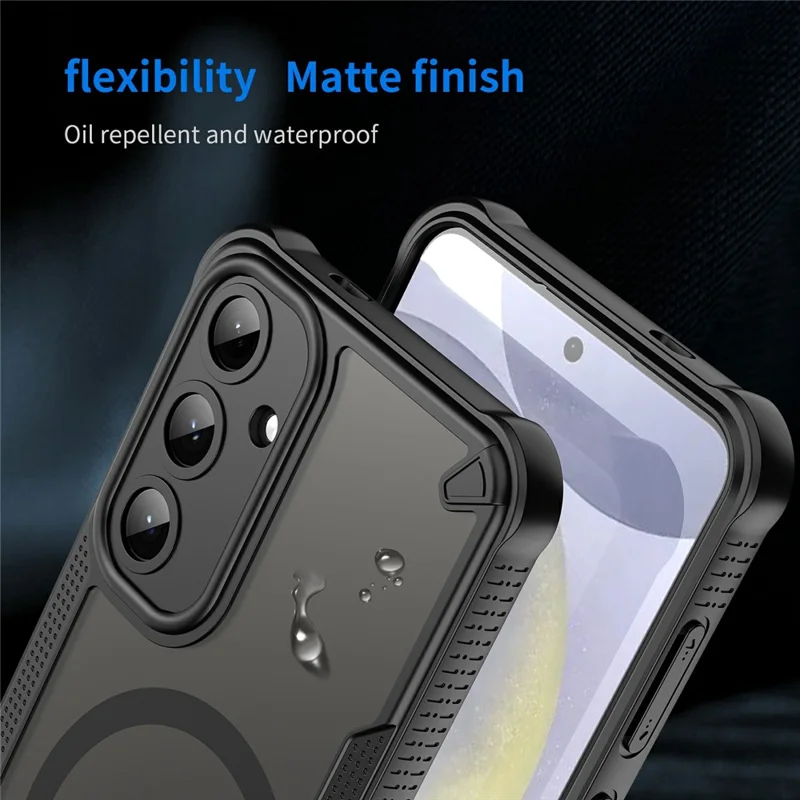 For Samsung Galaxy S25+ Magnetic Case TPU + PC Phone Back Cover - Black