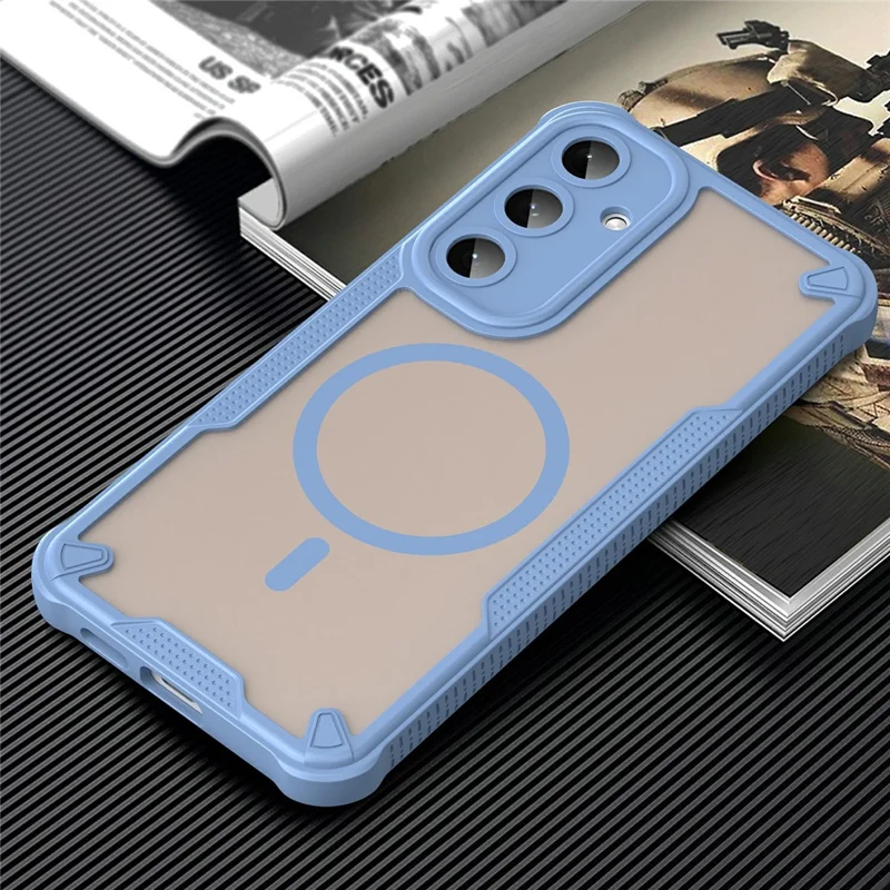 For Samsung Galaxy S25+ Magnetic Case TPU + PC Phone Back Cover - Blue