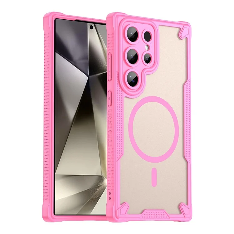 For Samsung Galaxy S24 Ultra Magnetic Case Compatible with MagSafe TPU + PC Phone Back Cover - Pink